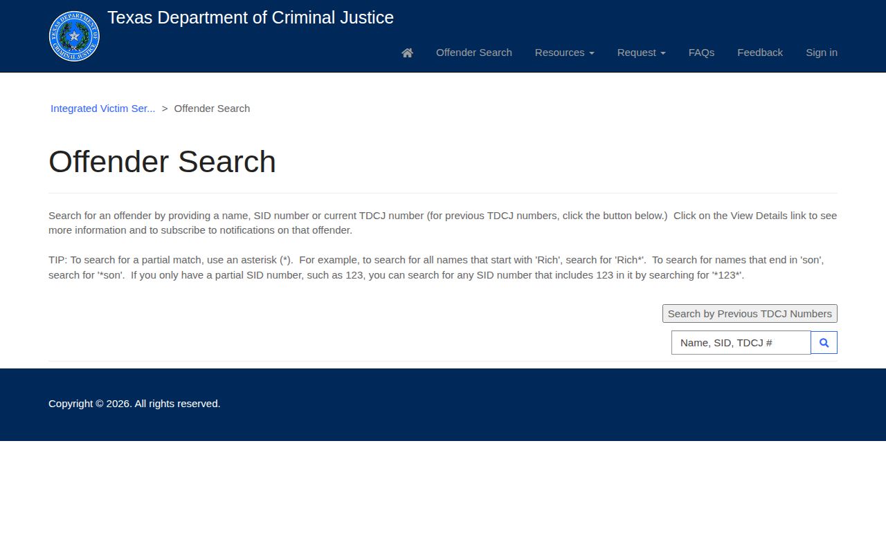 Freestone County TDCJ IVSS specific-person release search